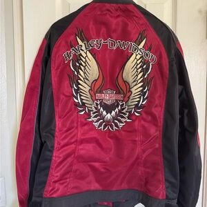 Harley-Davidson Women's Red/Black Mesh Riding Jacket with body armor, size XL